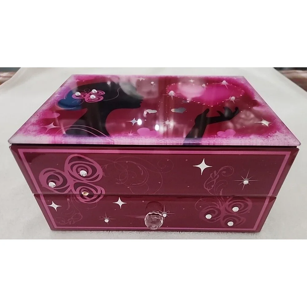 Jewelry Box San Francisco Music Box Company Hearts and Kisses Glass Retired
